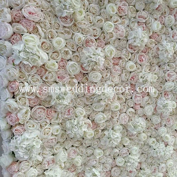 white and pink flower wall